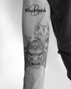 tatouage Masque Samurai x Kitsune