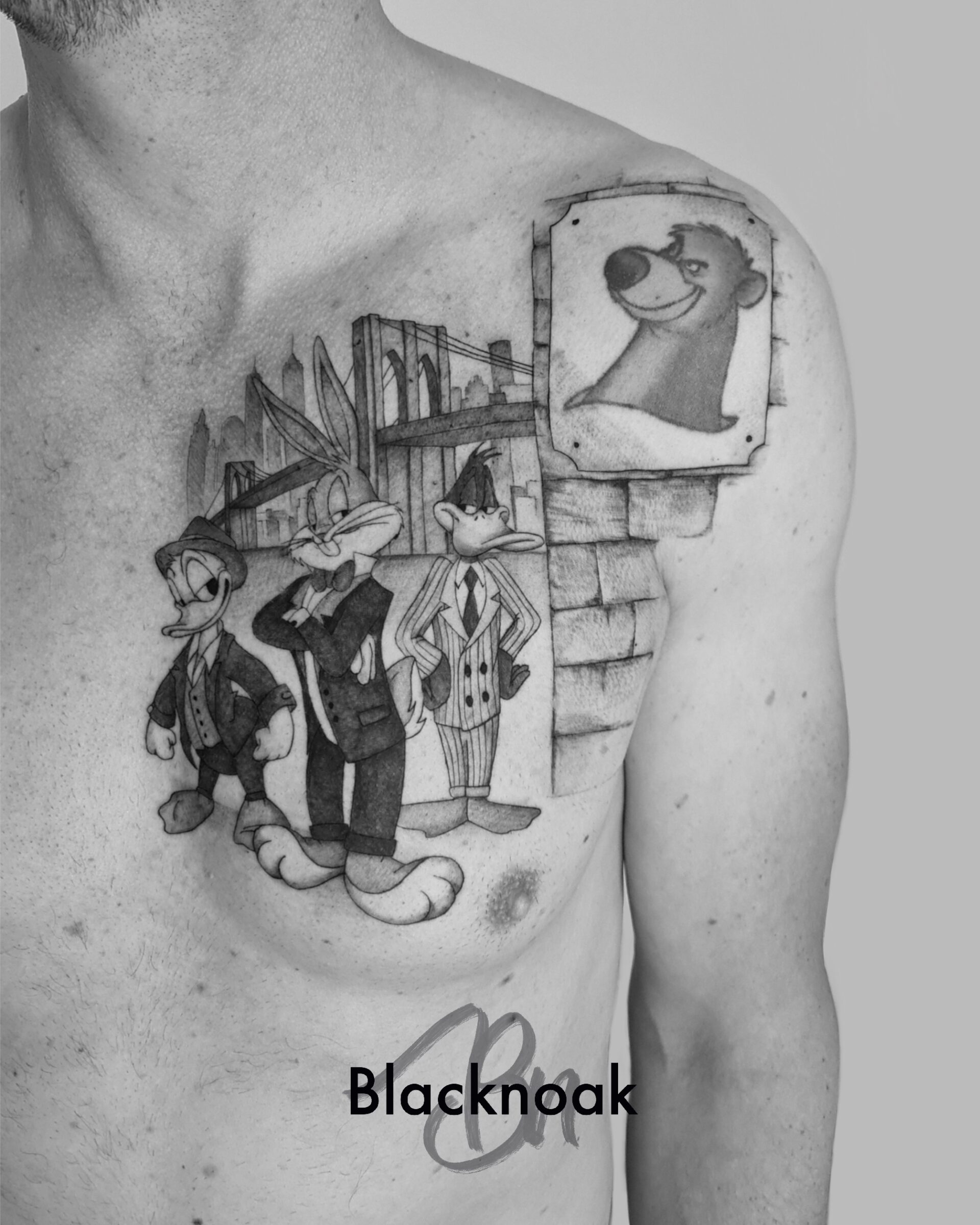 tatouage Donald Duck, Bugs Bunny x Daffy Duck (Gangsta edition)